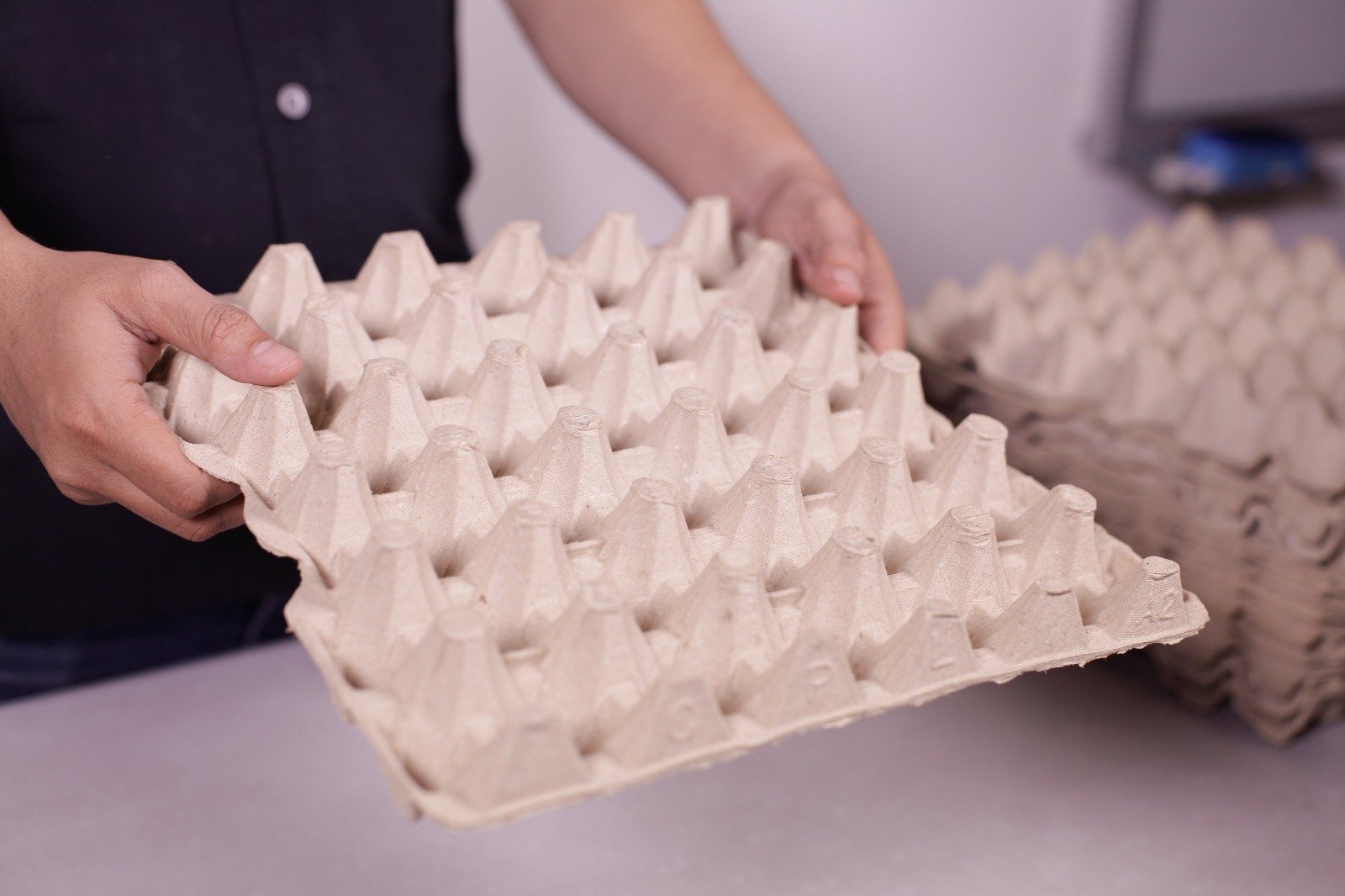 Close up of recycled paper pulp texture